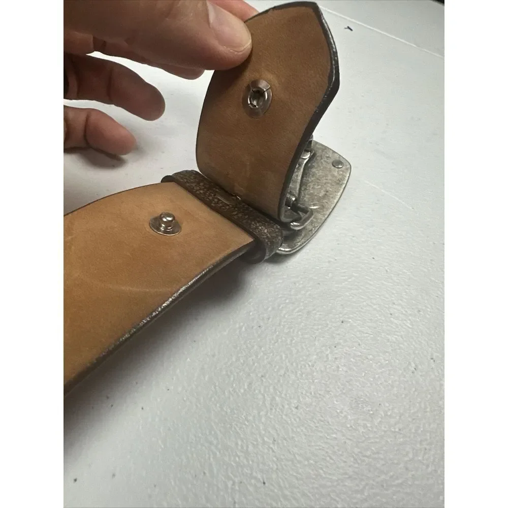 W. Kleinberg Brown Leather Belt with Silver-Tone Buckle